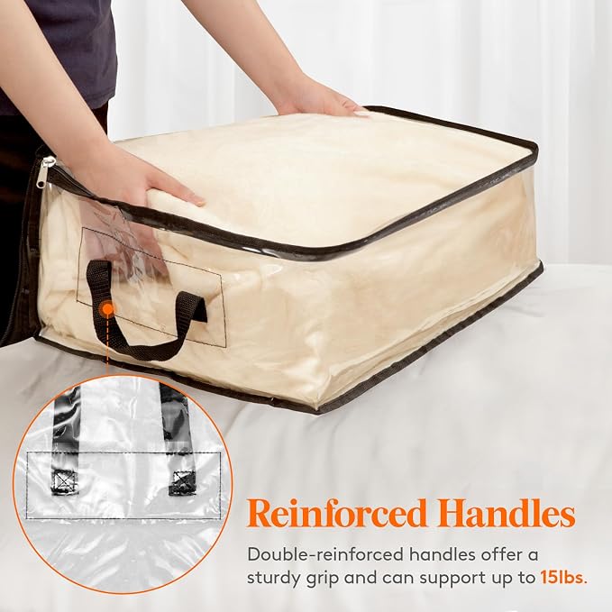 Lifewit 3 Pack Clear Clothes Storage Bags, 35L Plastic Blanket Vinyl Foldable - Image 5