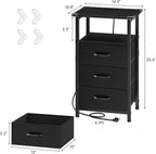 Night Stand Set 2 with Charging Station, LED Nightstand - Image 3