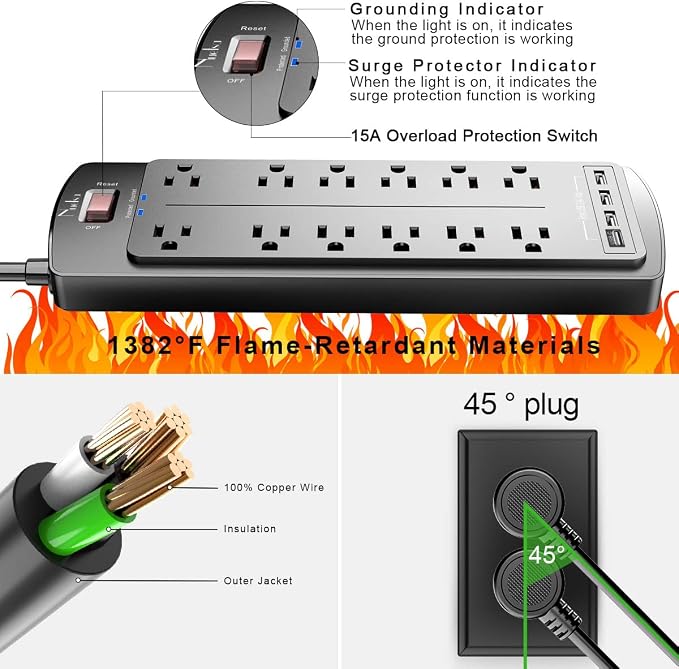 Power Strip, Nuetsa Surge Protector - Image 6