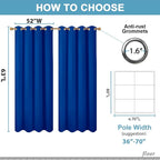 Diraysid Royal Blue Grommet Blackout Curtains - Image 3