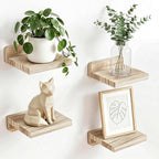Fixwal Small Floating Shelves for Wall | Rustic wood shelf for displaying mini by Fixwal