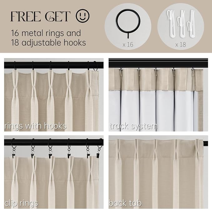 Oatmeal 90 Inches Long Linen Curtains - Image 2
