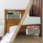 Gold Floral Gray Bedside Caddies Bedside Caddy Storage Bag - Image 7