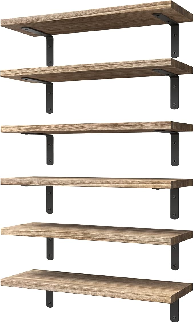 Wood Floating Shelves Set of 6, Shelves by WOPITUESOfficial