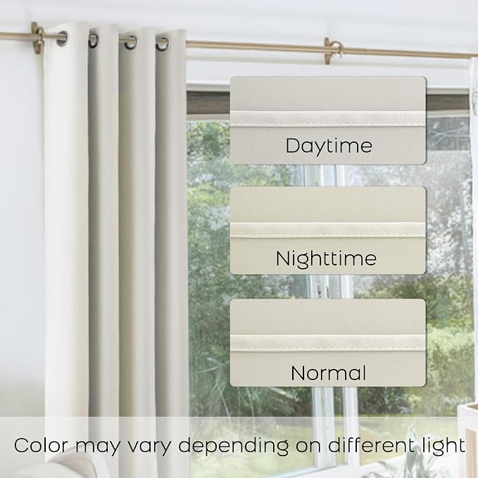 KOUFALL Cream Beige Bay Window Curtains Drapes - Image 4