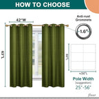 Diraysid 100% Blackout Curtains Olive Green Linen Curtains - Image 3