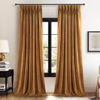 102 Inch Long Brown Velvet Curtains by Unknown