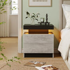 Modern Gray LED Nightstand for Bedroom Bedside Table - Image 4