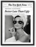 iHery 12x16in Audrey Hepburn Better Late Than Ugly Framed Bathroom Art | by iHery