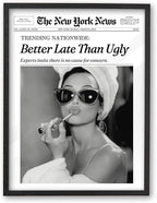 iHery 12x16in Audrey Hepburn Better Late Than Ugly Framed Bathroom Art | by iHery