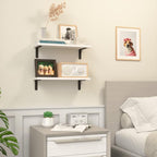 RICHER HOUSE Rustic Wood Floating Shelves, 2-Set Wall Mounted Shelves, 16In | - Image 5