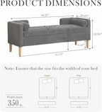 Aoiy & Wifon 65.35" W End of Bed Bench King Size, Upholstered Large Storage - Image 2