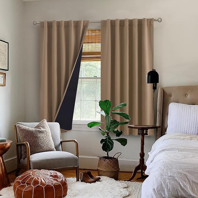 BGment Taupe 100% Blackout 48 Inch Curtains - Image 9
