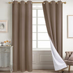 Diraysid 100% Blackout Curtains Cappuccino Linen Curtains - Image 6