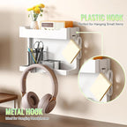 NiHome Bedside Wall Shelf, Wood Organizer, Magnetic Hooks, 2 Tier, Cable Holes - Image 5