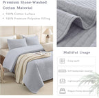 CozyTide Oversized King Bedspread 128"x120", Stone-Washed Cotton Light Blue - Image 4