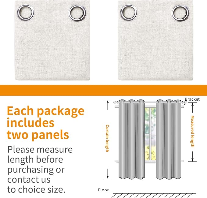 YoungsTex Ivory Linen Blackout Curtains 63 Inch Length - Image 8