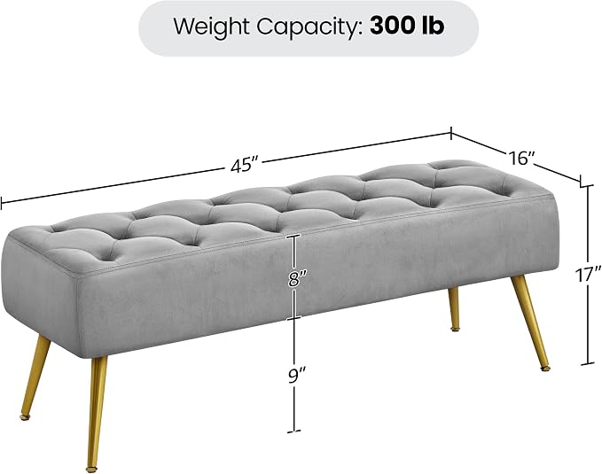 Yaheetech 45in Velvet Bench Seat - Image 3