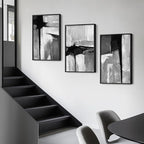Large Framed Black and White Gray Abstract Wall Art - Image 2