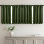 MIULEE 4-Panel 36 Inch Blackout Kitchen Tier Curtains Over Sink Olive Green | by MIULEE
