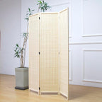 3 Panel Room Divider and Folding Panel Screen, Bamboo Panel Divider Screen - Image 3