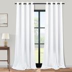 KOUFALL Room Darkening White Curtains 102 Inches Long - Image 3