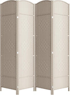 4 Panel Folding Room Divider, Woven Privacy Screen, handcrafted diamond pattern by cocosica