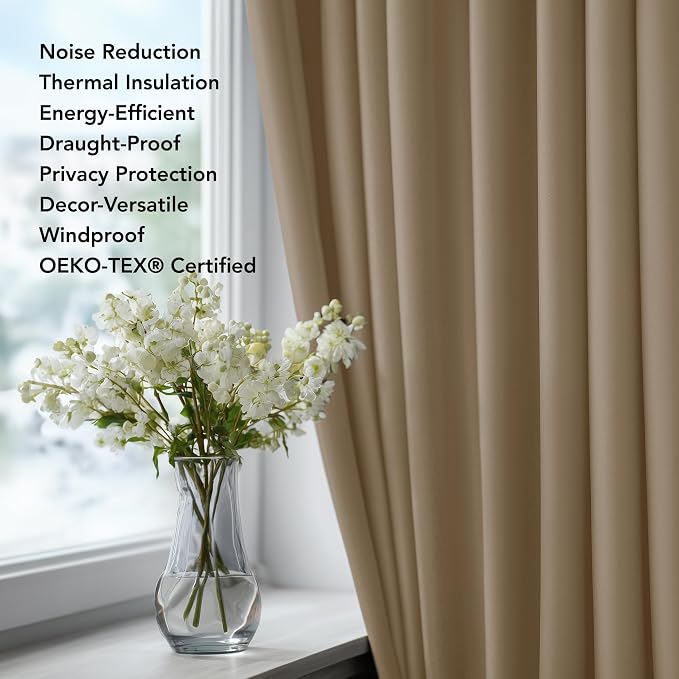 Deconovo Blackout Curtains for Bedroom 108 Inches Long | Back Tab and Rod - Image 4