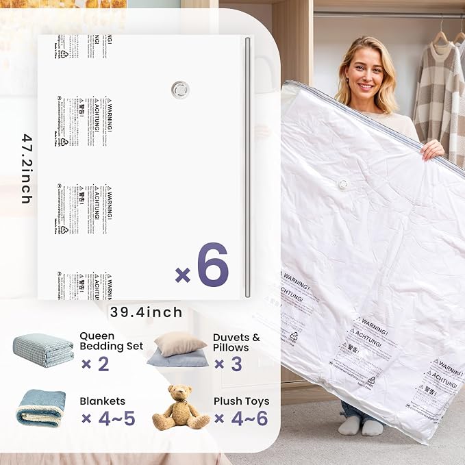 TAILI 6 Pack Vacuum Storage Bags, XXL Jumbo, Cream | Vacuum Seal Bags - Image 2