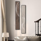Large Framed Long Narrow Vertical Neutral Abstract Wall Art Set of 2, - Image 3