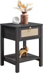 SICOTAS Rattan Nightstand with Storage Shelf, Boho Bedside Table End Table | - Image 10