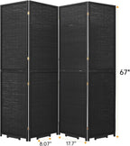 Bamboo Mesh Woven Room Divider 5.6FT, 4 Panel Folding Privacy Screen, Folding - Image 2