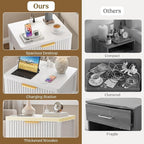 Night Stand Set 2, Fluted Wood Nightstands w/Charging Station - Image 4