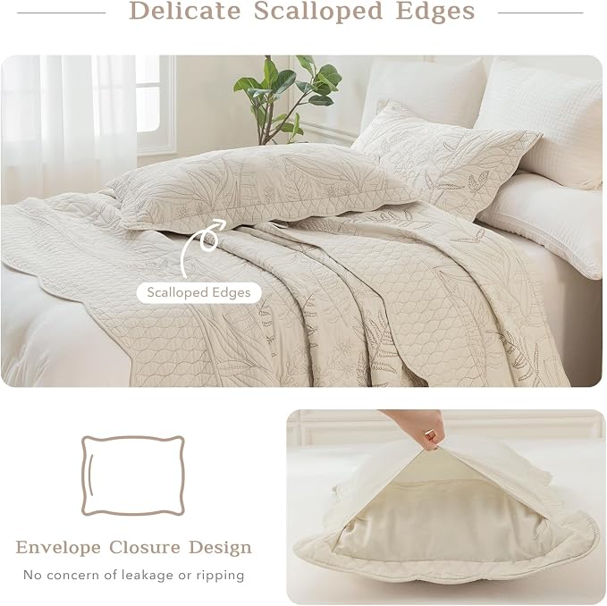 CozyTide Oversized King Bedspread 120"x120", Wheat Botanical Leaves Pattern - Image 6