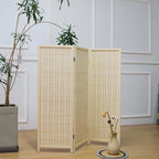 3 Panel Short Room Divider Screen, Small Bamboo Panel Divider - Image 3