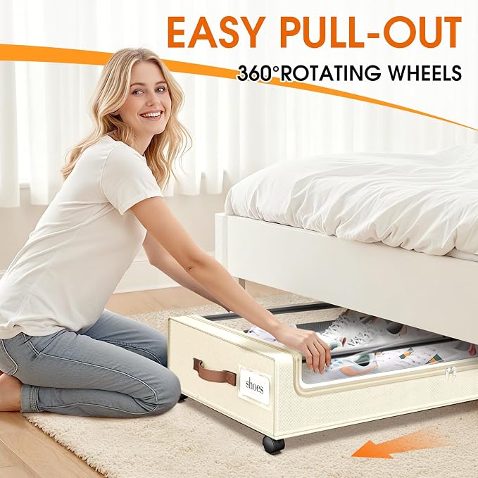 Under Bed Storage with Wheels 2Pack Storage Containers with Clear Window | - Image 4