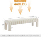 63" Upholstered Bed Bench, Linen Beige | Channel Tufted, Entryway Accent Window - Image 2