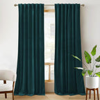 RYB HOME Teal Velvet Blackout Curtains 96 inches by RYBHOME