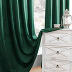 Timeper Green Velvet Curtains 72 inches 2 Panels, Back Tab & Rod Pocket - Image 6