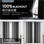 SimpleHome 100% Blackout Ombre Bedroom Curtains Black and Greyish White - Image 3
