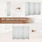 6 Panel Pegboard Room Divider | White Wood Folding Privacy Screen - Image 5