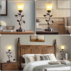Set of 2 Touch Vintage Bedroom Leaf Table Lamps - Image 4