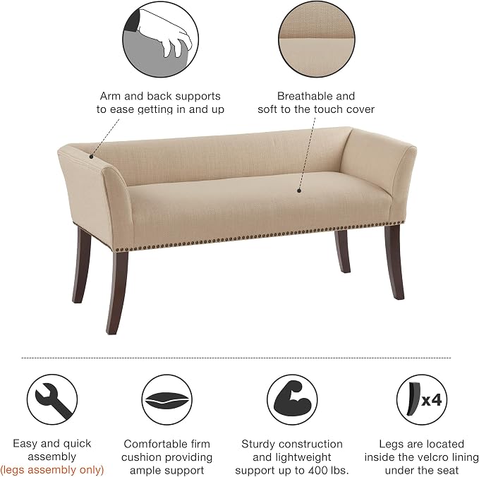 Madison Park Accent Bench, Upholstered - Image 6