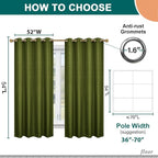 Diraysid 100% Blackout Curtains Olive Green Linen Curtains - Image 6