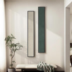 Framed Beige Green Abstract Vertical Wall Art Decor by Cuspin