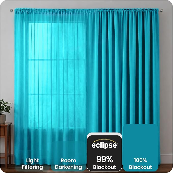 eclipse Kendall Modern Blackout Thermal Rod Pocket Window Curtain - Image 2