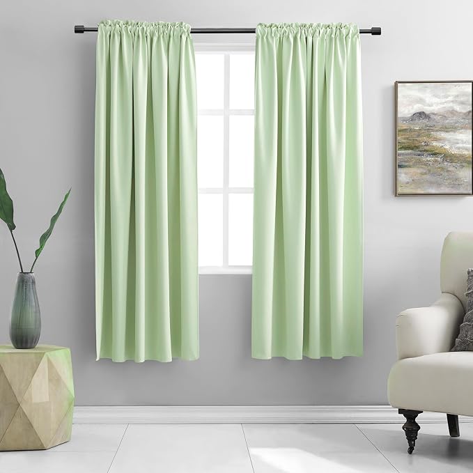 Light Green Curtains Light Filtering by DONREN