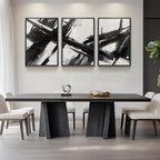 Large Framed Black and White Abstract Canvas Wall Art - Image 4