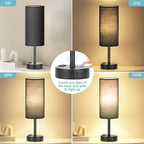 Black Bedside Lamp for Bedroom, Dimmable Touch, USB A+C, AC Outlet | 3-Way - Image 2