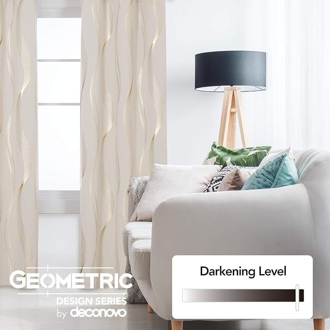 Deconovo Curtains for Living Room, Pattern Blackout Curtains 72 Inches Long | - Image 3